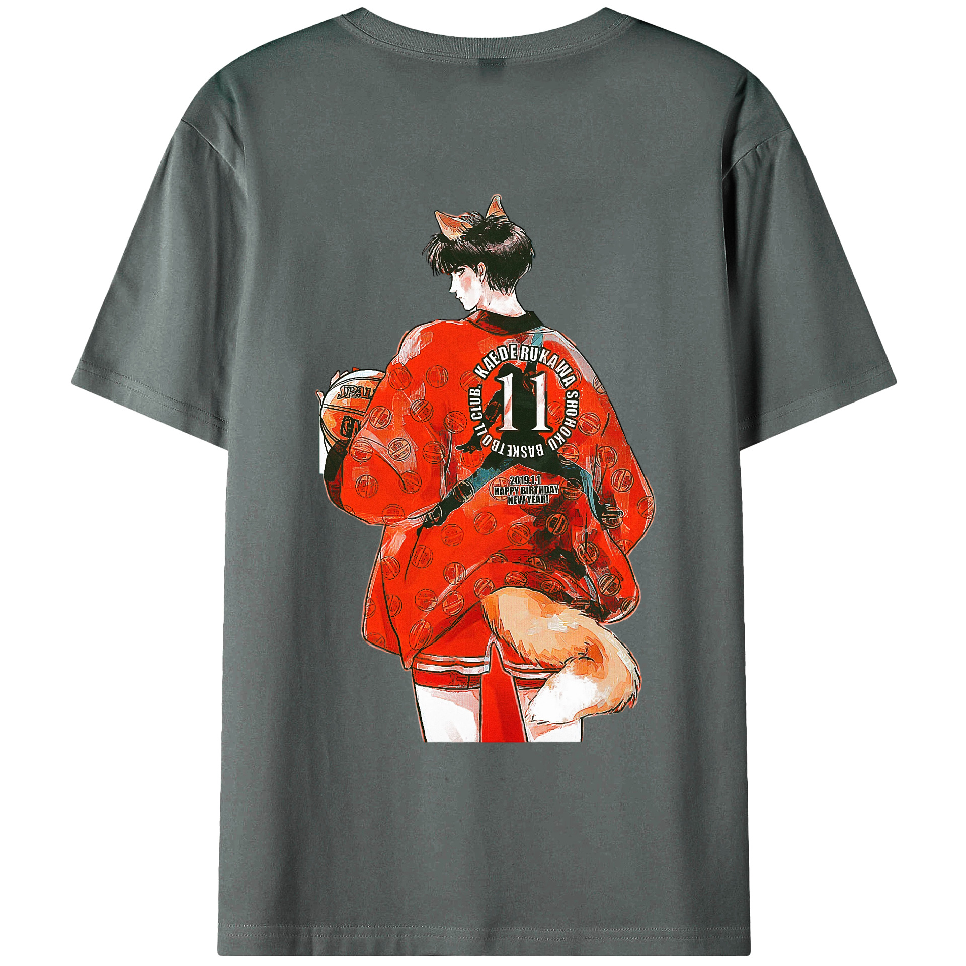 （画像用） SLAM DUNK／スラムダンク 綿100％ メンズ半袖Tシャツ（バックプリント） 通気性